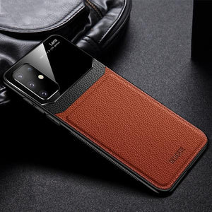 Shockproof PU Leather Mirror Tempered Glass Case for Samsung Galaxy S20/10/9(BUY 2 GET 10% OFF)