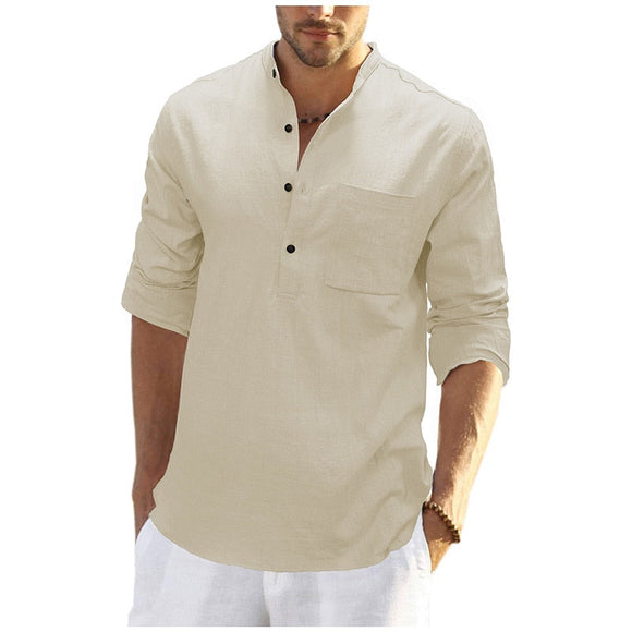 Men Loose Simple Linen Shirt