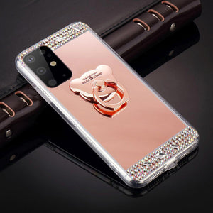 Bling Bear Ring Glitter Mirror Case for Samsung Galaxy S20/20Plus/20Ultra