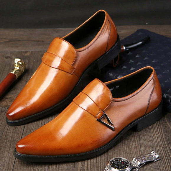 Men Pointed Toe Leather Oxford Shoes