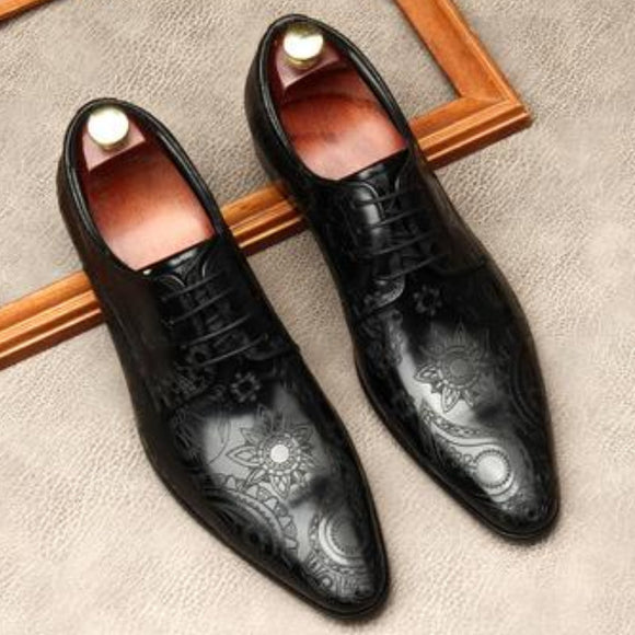 Men Genuine Leather Pointed Toe Shoes