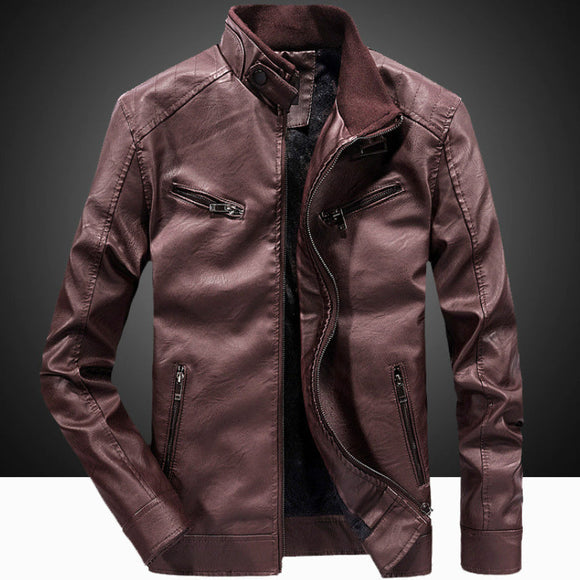 Men Bomber PU Leather Jacket ( 💥 $10 OFF OVER $89 🛒)