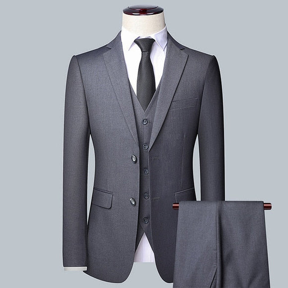 Men Simple Business 3-piece Suit