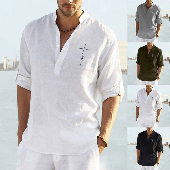 Men Long Sleeve Linen Shirts