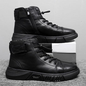 Men Black PU Leather Boots