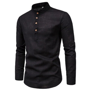 Men Solid Color Stand Shirts