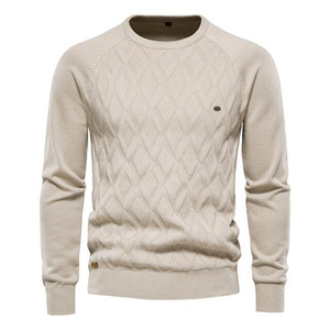 Men Solid Color O-neck Sweaters
