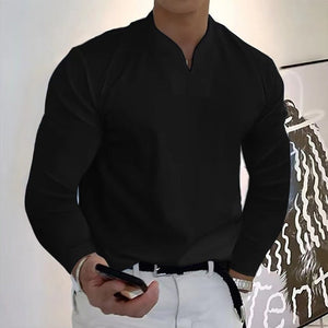 Men Fashion V-neck Long Sleeve T-Shirt