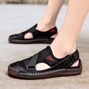 Mens Leather Breathable Beach Sandals
