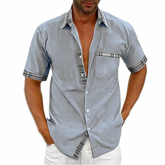Men Fashion Summer Solid Color Shirts