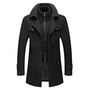 Men Double Collar Thick Single Breasted Overcoats