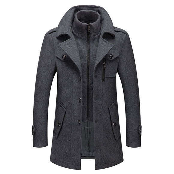 Men Double Collar Thick Single Breasted Overcoats