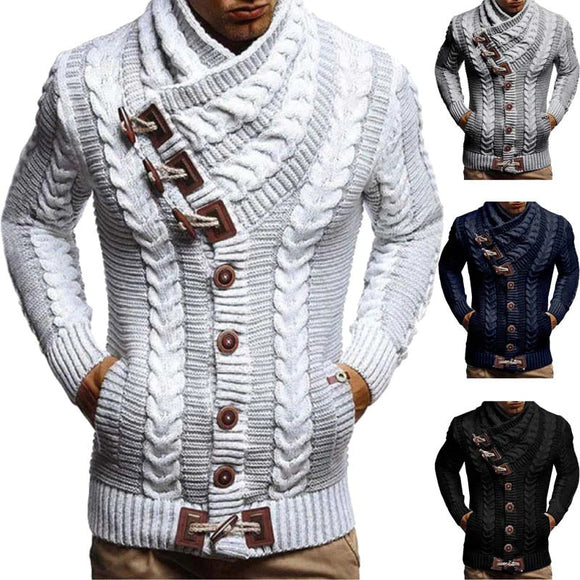 Men New Casual Solid Knitted Cardigan